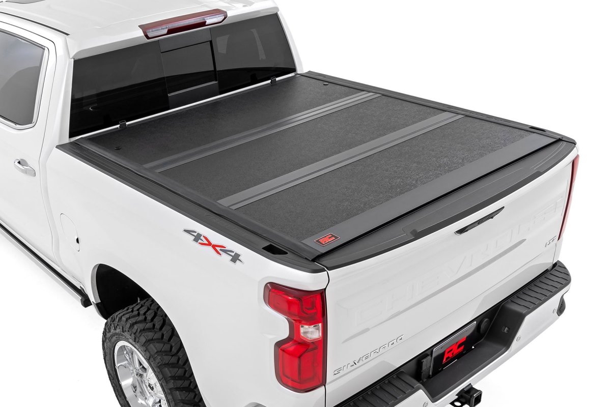GMC Sierra 1500 Hard Low Profile Bed Cover - Rough Country - Tri-Fold, Streamlined Design - '14-'18